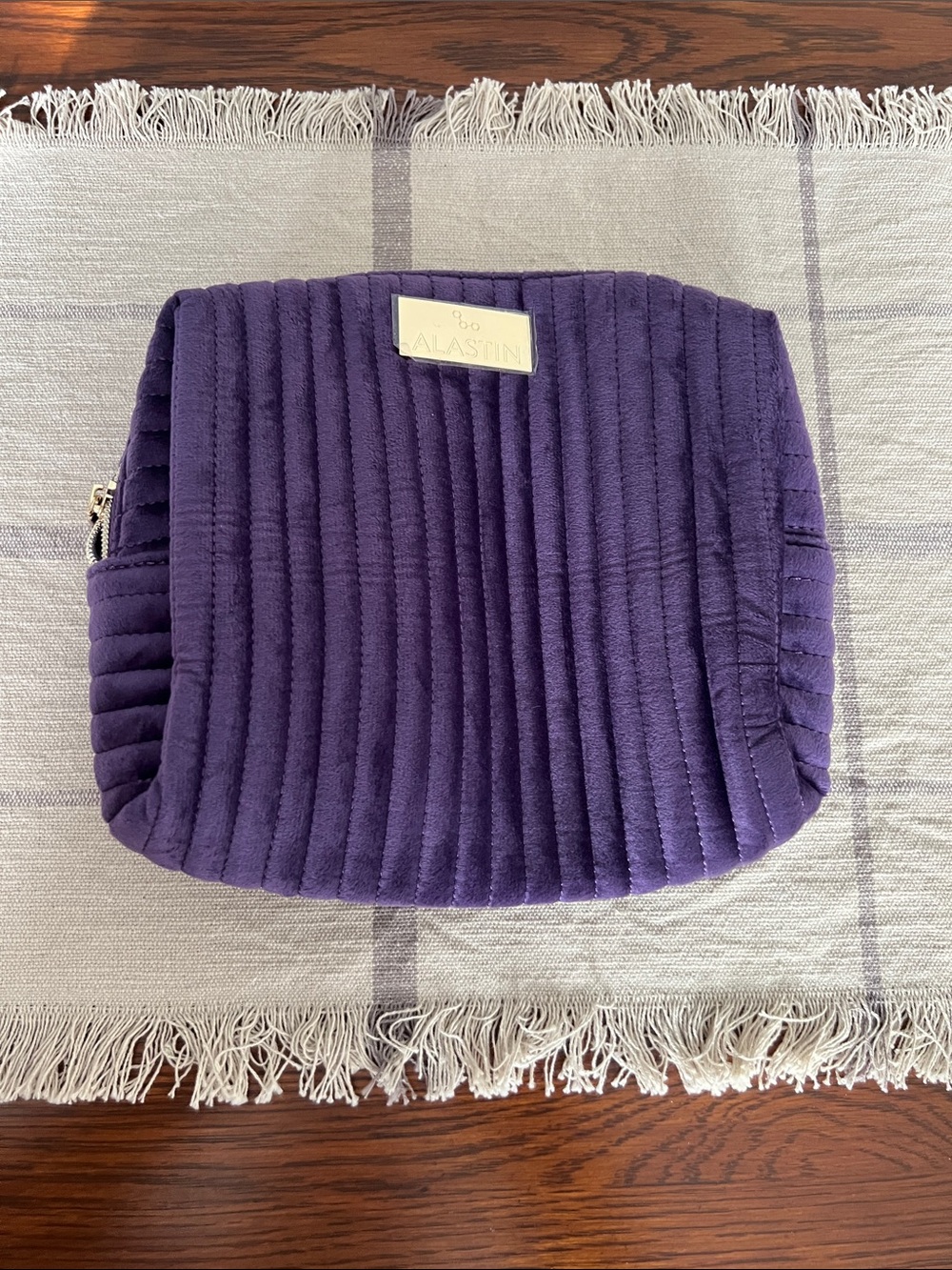 Purple Quilted Cosmetic Pouch